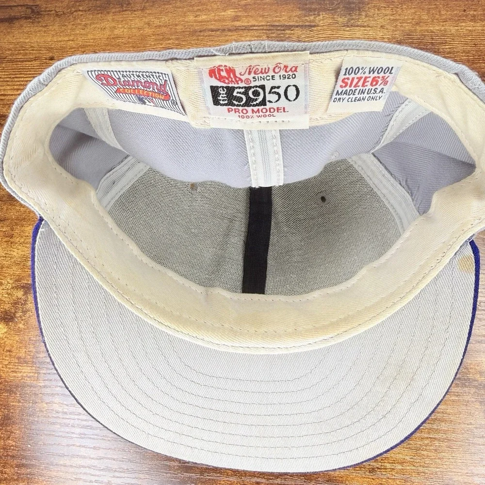 Vintage New Era Diamond KC Royals Fitted Hat 6 7/8 Gray Blue USA Wool MLB